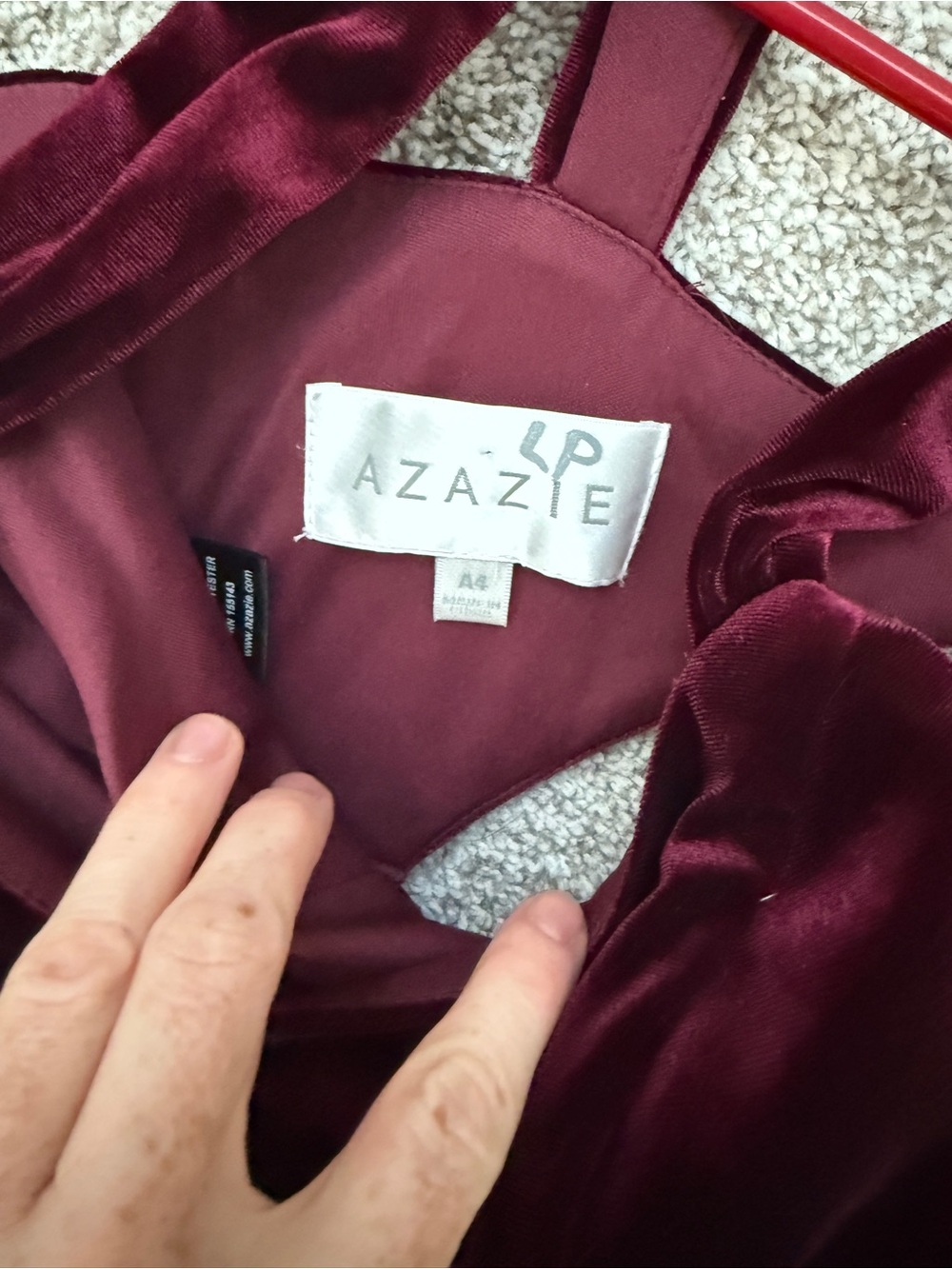 Azazie Deep Wine Velvet Maxi Dress - Picture 2 of 6